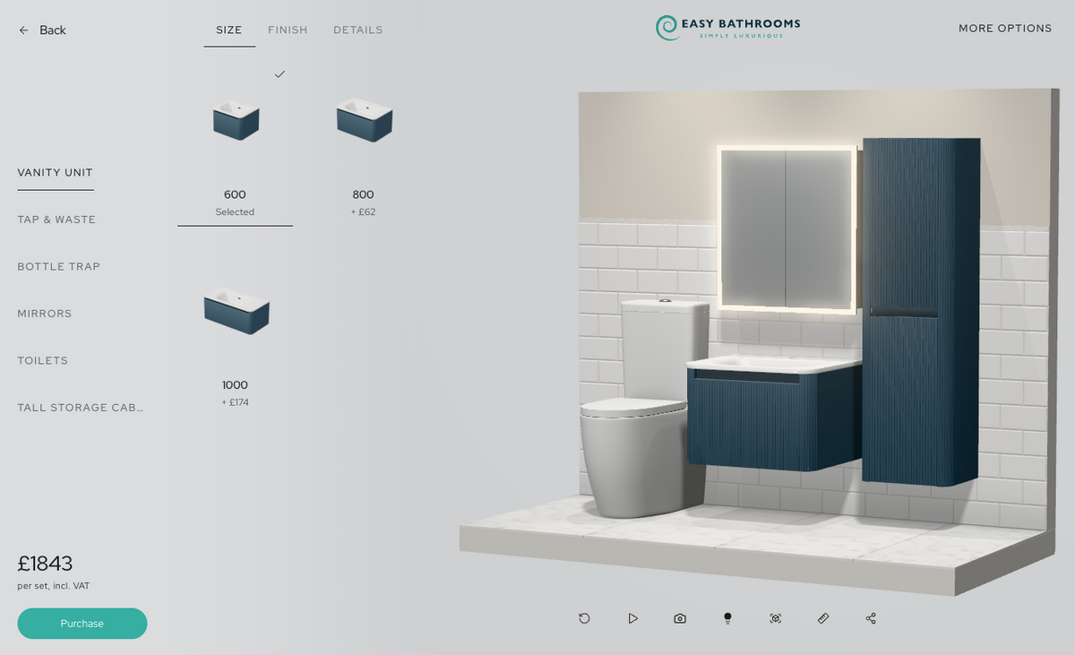A vanity unit, toilet and tall unit configured together in Assembler