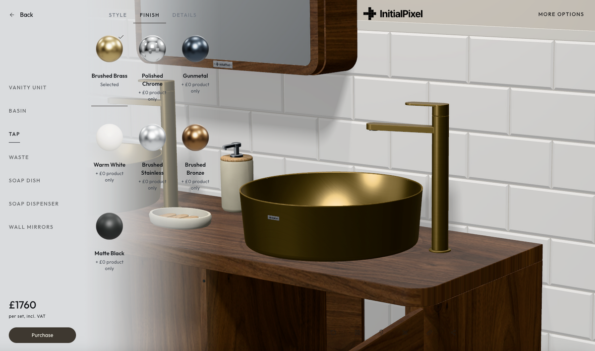 Choosing a tap finish beside a basin in Assembler