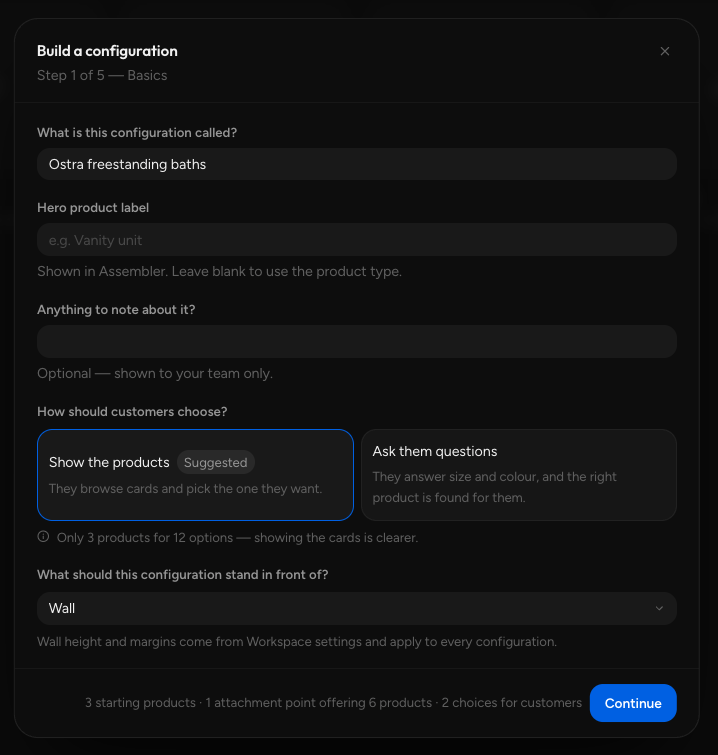 Creating a configuration in Asset Manager
